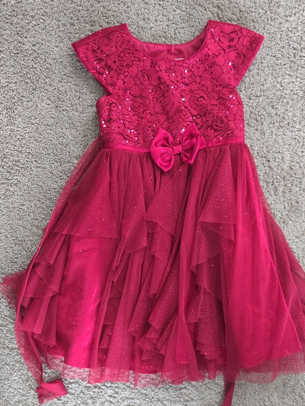 Jona Michelle Sequin Lace Tulle Party Dress with Bow